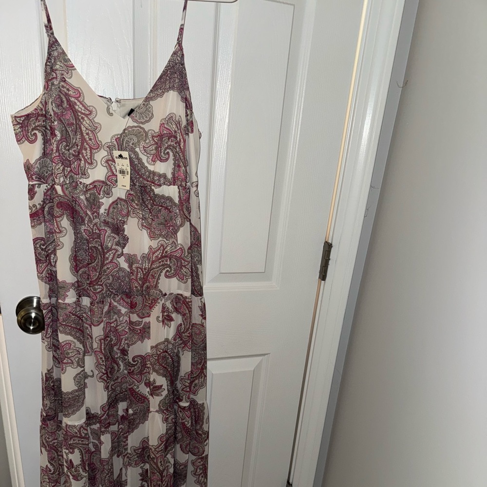 Express Cream and Pink Paisley Dress